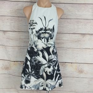 Avec floral black and cream dress sz Large